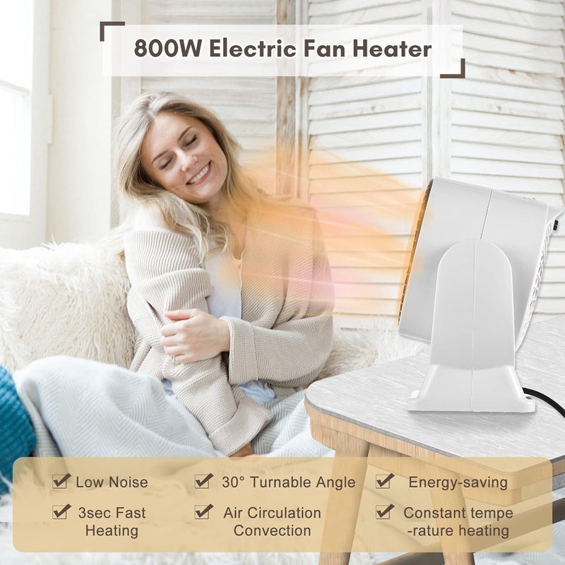 Goreem Space Heater 800W，Tip-Over and Overheat Protection Function Overheating and Tilt Protection Flip Up and Down， Space Heaters for Office, Bedroom and Under Desk - Image 3