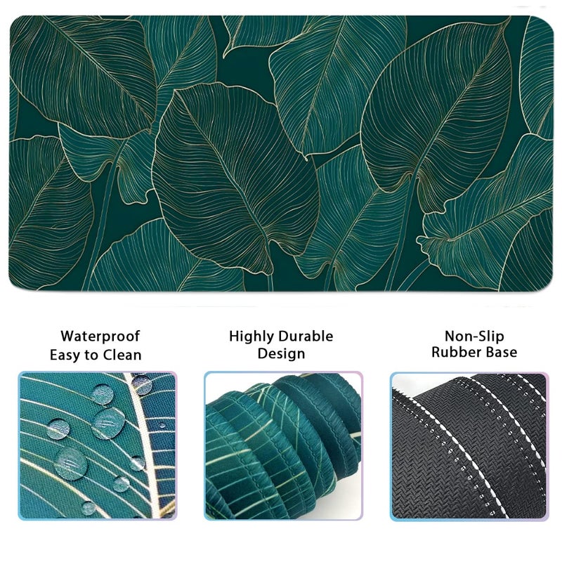 Yunoble Ergonomic Large Mouse Pad and Keyboard Wrist Rest, Desk Pad for Keyboard and Mouse, 4-in-1 Large Gaming Mouse Pad with Wrist Support for Home Office Study Game-Green Leaves - Image 2