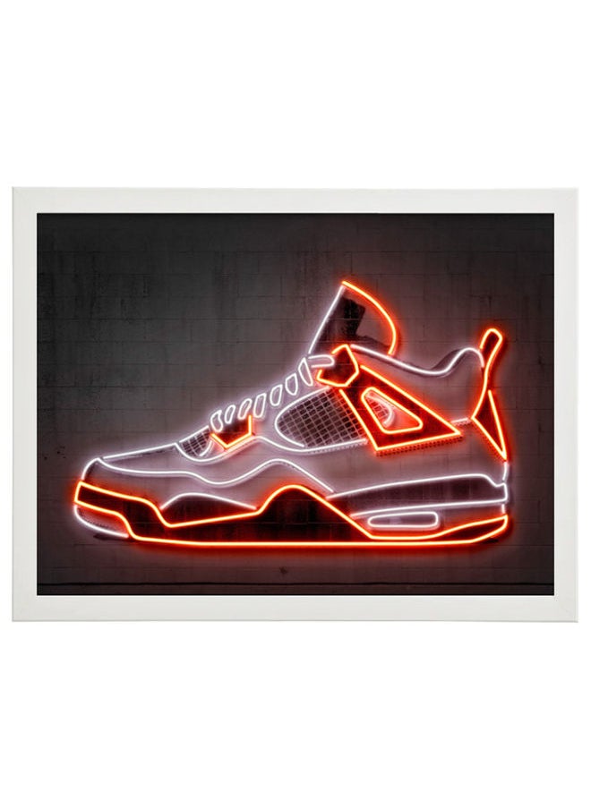 Boomah Accessories Jordan 4 Sneaker Neon Printed Poster With Frame 30x40 cm 