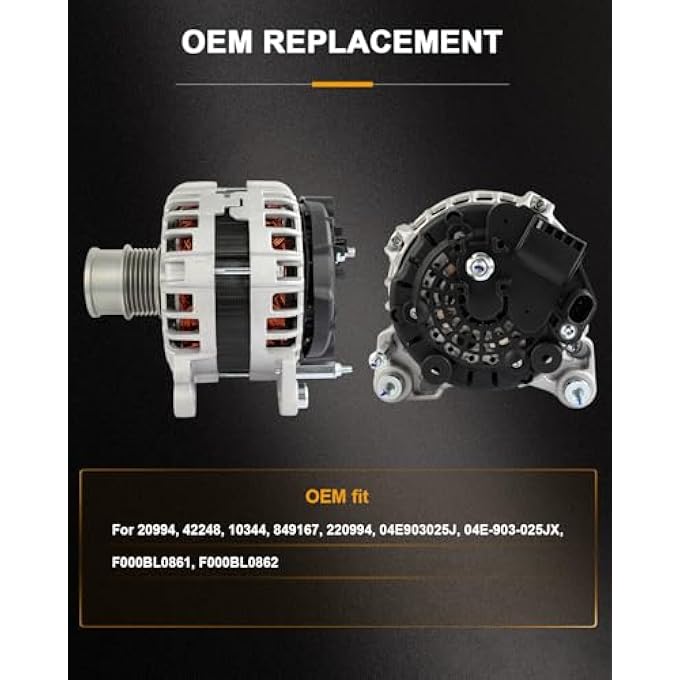 ROADFAR New Alternator Compatible 2016-2018 for Volkswagen for Jetta S 1.4L,2016-2018 for Volkswagen for Jetta SE 1.4L,2018 for Volkswagen for Jetta Wolfsburg Edition 1.4L, OE 20994 - Image 2