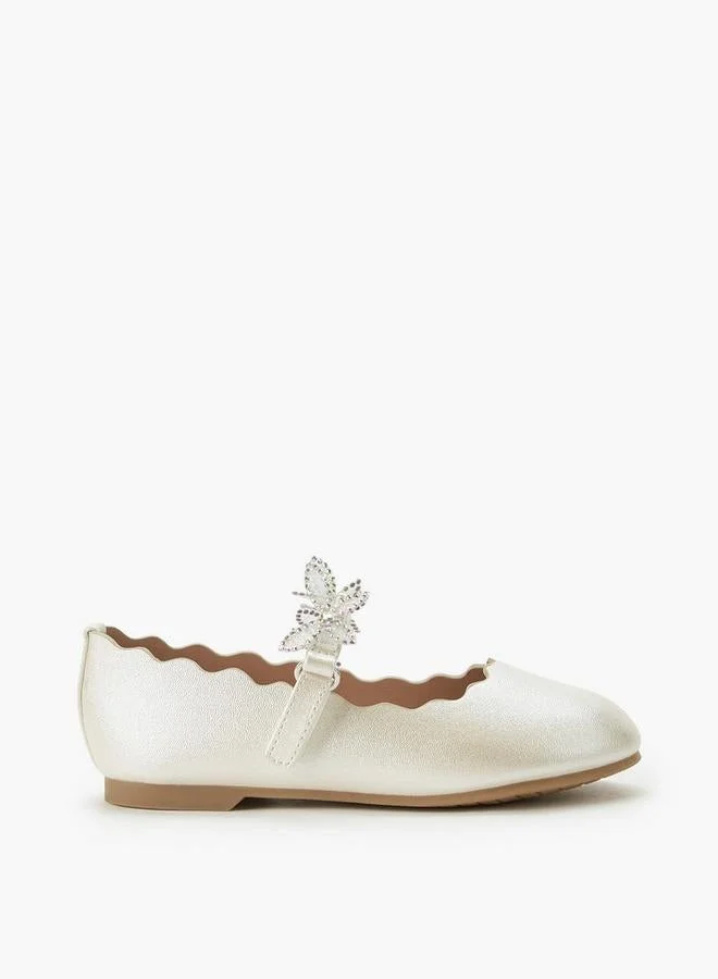 جونيورز Girls Hook And Loop Embellished Ballerina Shoes Ramadan Collections