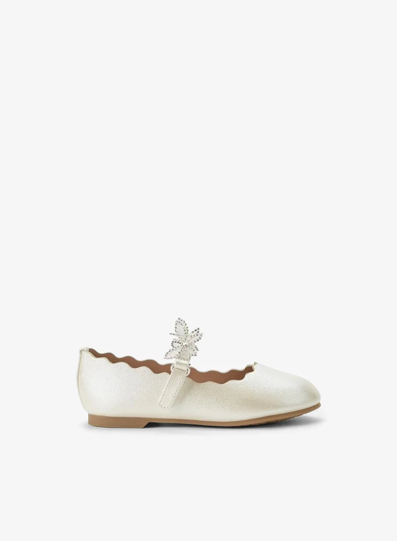 جونيورز Girls Hook And Loop Embellished Ballerina Shoes Ramadan Collections