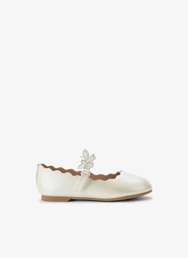 جونيورز Girls Hook And Loop Embellished Ballerina Shoes Ramadan Collections