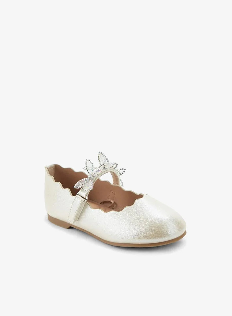 جونيورز Girls Hook And Loop Embellished Ballerina Shoes Ramadan Collections