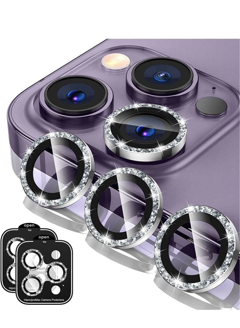 [3+3PCS] for iPhone 14 Pro - iPhone 14 Pro Max Camera Lens Protector, 9H Tempered Glass Camera Cover Screen Protector Metal Individual Ring for iPhone 14 Pro 6.1 inch /14 ProMax 6.7 inch 2022 - Image 1