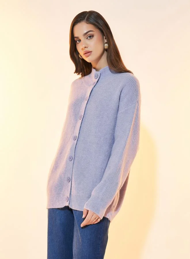 Take Two Longline Front Button Placket Knitted Cardigan