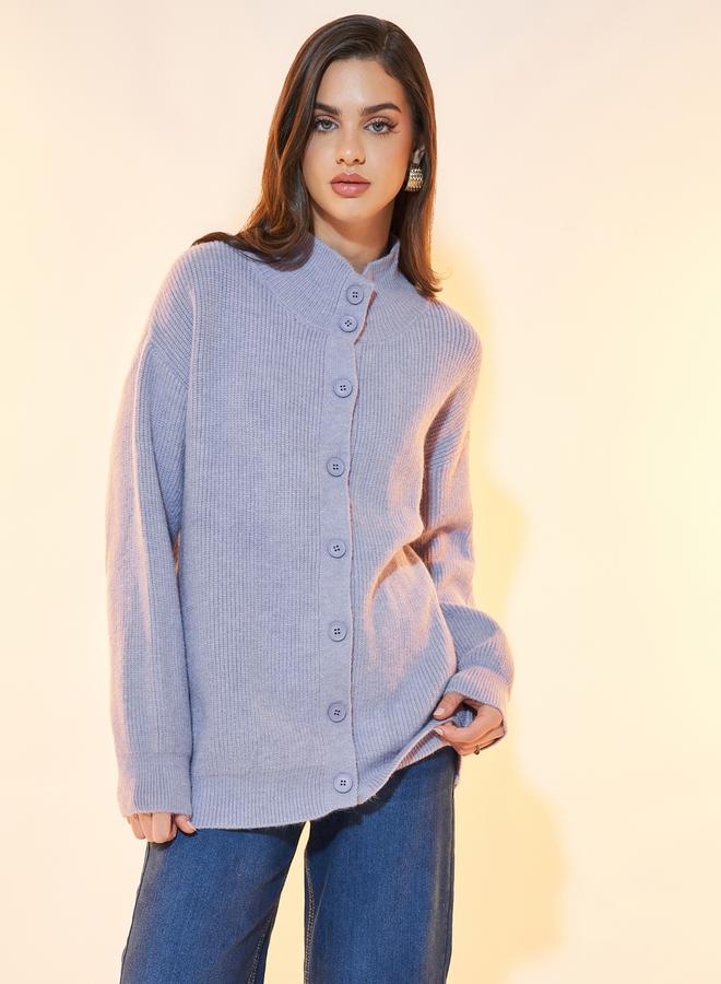 تايك تو كارديجان محبوك بأزرار غلق وأكمام طويلة - Image 1