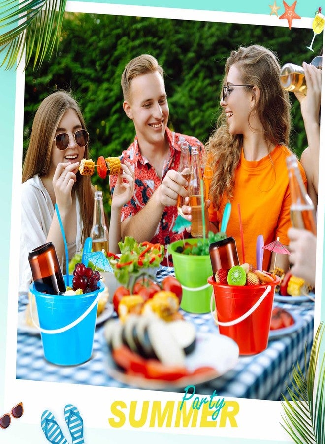 ميكو مجموعة ميكو المكونة من 15 دلوًا بلاستيكيًا سعة 68 أونصة للرم، دلاء ثلج للكوكتيل، دلاء مشروبات كبيرة مع شفاطات ومجارف، أعواد مظلات بمقابض، مثالية لحفلات الصيف، البارات، مبرد زجاجات المشروبات (نبيذ، بيرة، مشروبات). - Image 5