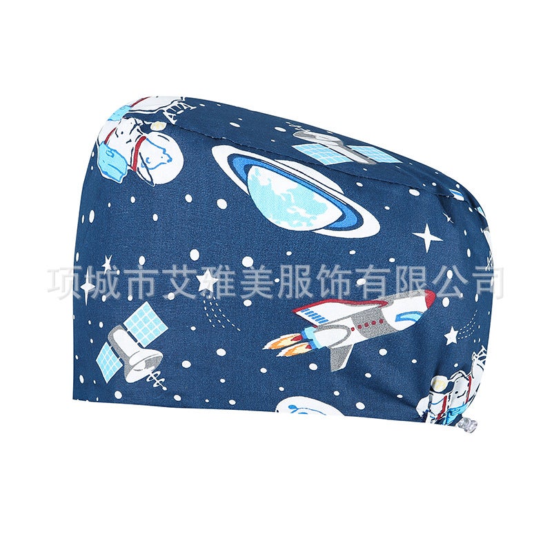 Surgical Cap Women'S Cotton Adjustable Breathable Cartoon Printed Pattern Operating Room Clinic Work Oral Dental Hat - Image 1