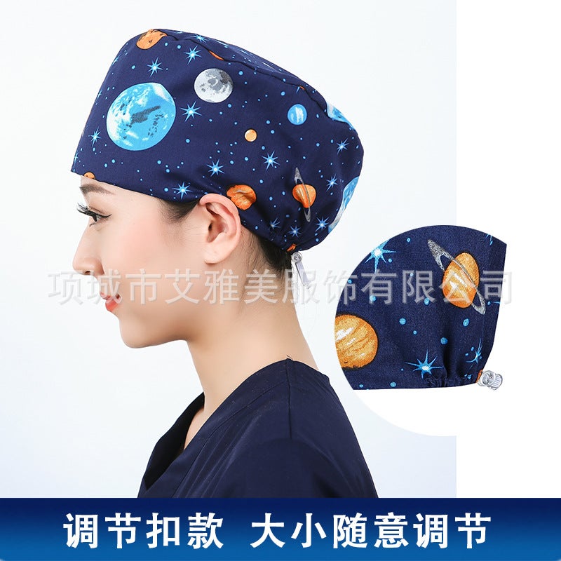 Surgical Cap Women'S Cotton Adjustable Breathable Cartoon Printed Pattern Operating Room Clinic Work Oral Dental Hat - Image 3