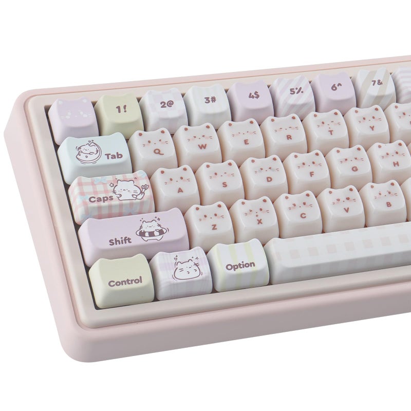 TYRIXKI PBT+PC Keycaps Ceramic Jade Greedy Cat Keycaps, 135 Keys Translucent Jelly Cute Keycap Mao Profile Creamy Custom Keycap for Cherry Gateron MX Swithes Mechanical Keyboards - Image 1