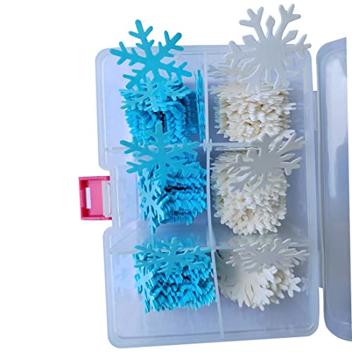 Homankit 50Pcs Edible Cake Cupcake Toppers Snowflakes Christmas Winter Party Decoration White and Blue - Image 5