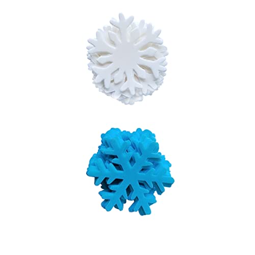 Homankit 50Pcs Edible Cake Cupcake Toppers Snowflakes Christmas Winter Party Decoration White and Blue - Image 3