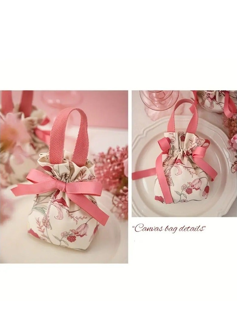 10 أكياس قماشية مزينة – حقائب تنظيم المجوهرات والهدايا الصغيرة برباط - Image 4