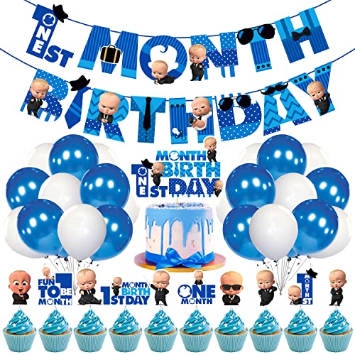 ZYOZIQUE 37 Pcs 1St Month Decoration/I Am One Month Birthday Decoration Items/1 Month Birthday Decoration Items For Baby Boy/One Month Birthday Decorations Boy/One Month Baby Birthday Decoration - Image 1