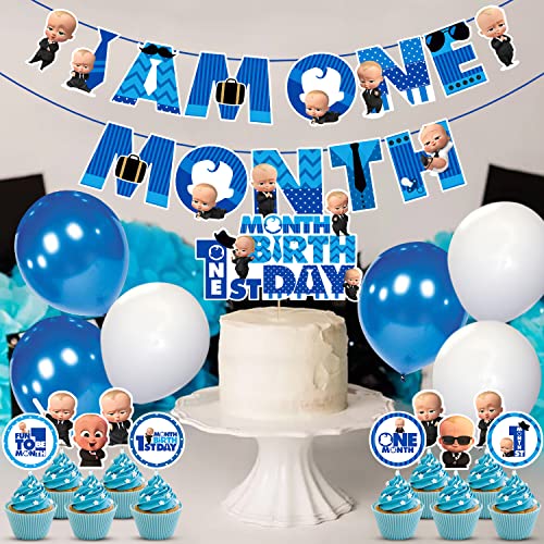 ZYOZIQUE 37 Pcs 1St Month Decoration/I Am One Month Birthday Decoration Items/1 Month Birthday Decoration Items For Baby Boy/One Month Birthday Decorations Boy/One Month Baby Birthday Decoration - Image 4