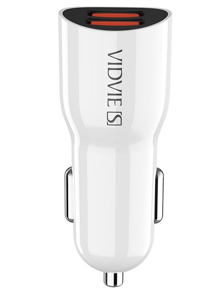 Vidvie CC02 Fast Car Charger - 2 USB Port - 2.4A Max - White - Image 1