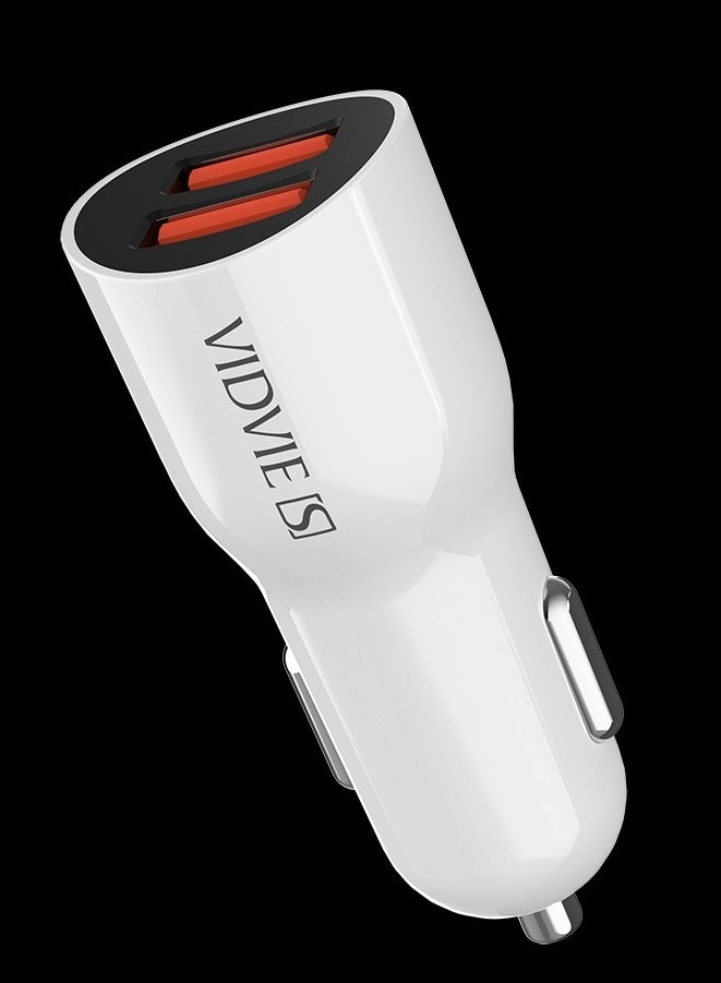 Vidvie CC02 Fast Car Charger - 2 USB Port - 2.4A Max - White - Image 3