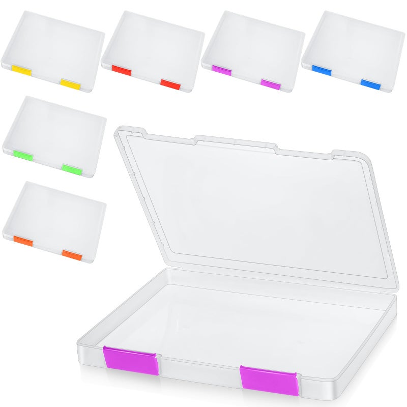 PerKoop 6 Pcs Clear A4 File Box Document Plastic Storage Box Paper Plastic Case Board Game Storage Containers Magazine Protector File Holder with Buckle Colorful124 x 984 x 118 Inches