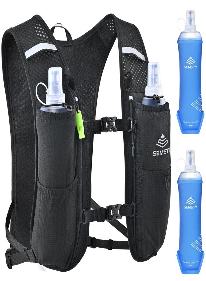 SEMSTY Running Vest for Women Men, 5L Hydration Vest with Dual 500ml Soft Flask, Lightweight Water Backpack, Adjustable Chest Straps Hydration Backpack for Running Cycling Hiking - Image 1