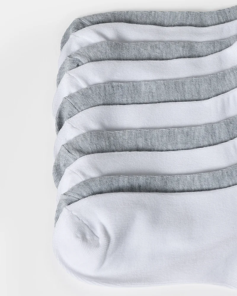 Redtag Women Grey And White Ankle Socks 10 Pairs