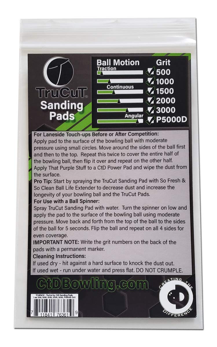 Creating the Difference TruCut Sanding Pads | 6 Pack Variety (1 Each - 500, 1000, 1500, 2000, 3000 & 5000) | 5” Diameter | Made Specifically for Bowling Balls | Resurfacing – Surface Management - Image 4