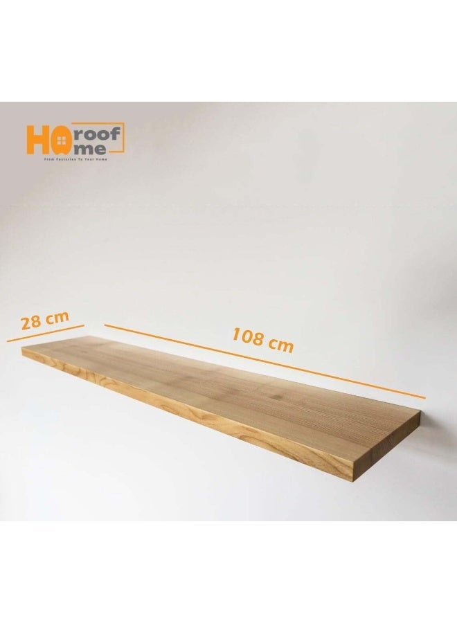 Horoof Home® Rustic wood Floating Shelf with Bracket, 108 cm Long Wooden Shelf for Kitchen, Bathroom, or Living Room, Custom Handmade Design - Image 3