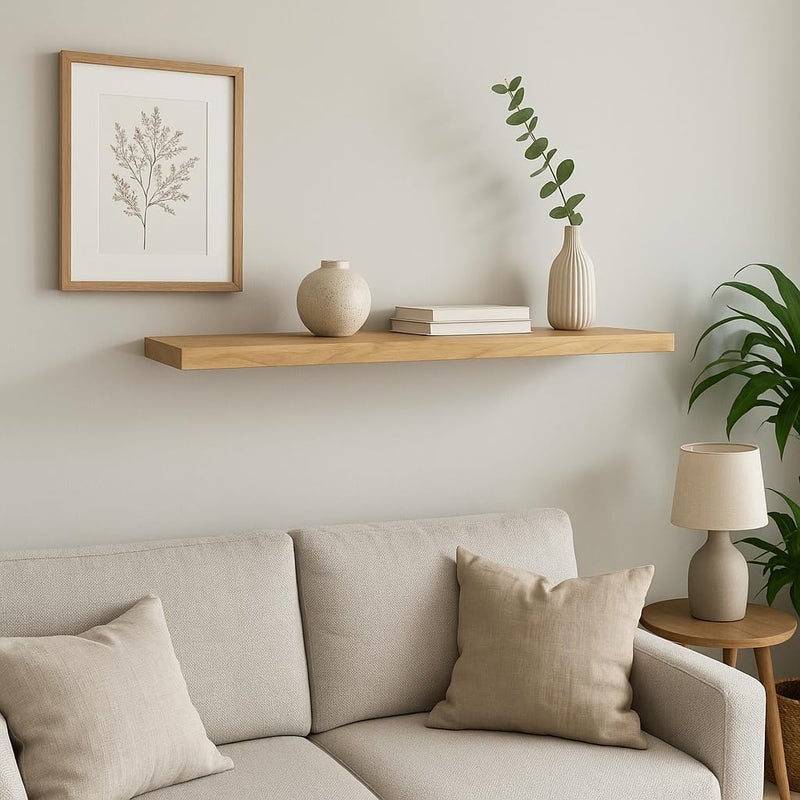 Horoof Home® Rustic wood Floating Shelf with Bracket, 108 cm Long Wooden Shelf for Kitchen, Bathroom, or Living Room, Custom Handmade Design - Image 5