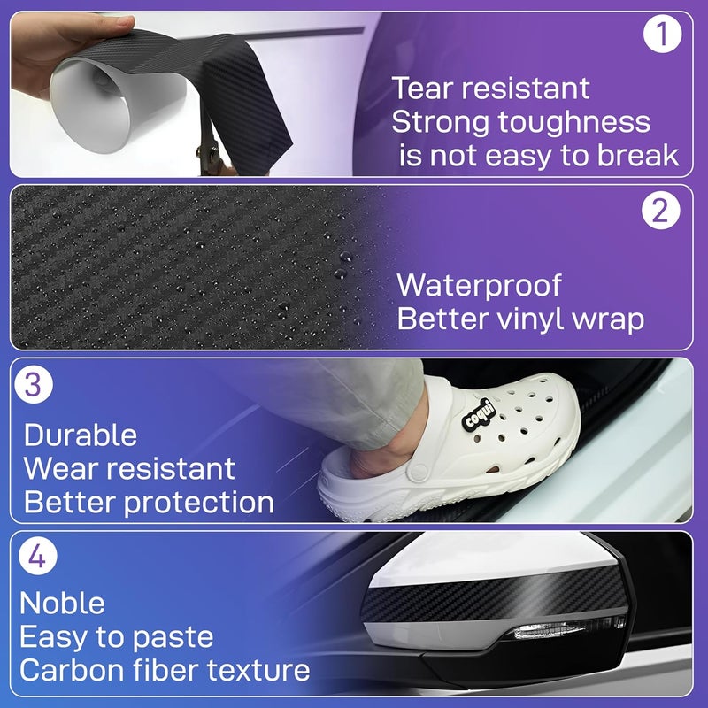 iWagon-Car Carbon Fibre High Gloss Anti Scratch Black Carbon Fiber Paint Protection Film Tape Car Accessories for All Cars - Image 2
