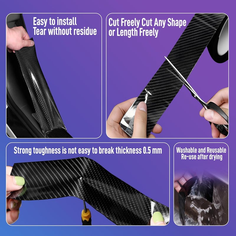 iWagon-Car Carbon Fibre High Gloss Anti Scratch Black Carbon Fiber Paint Protection Film Tape Car Accessories for All Cars - Image 4