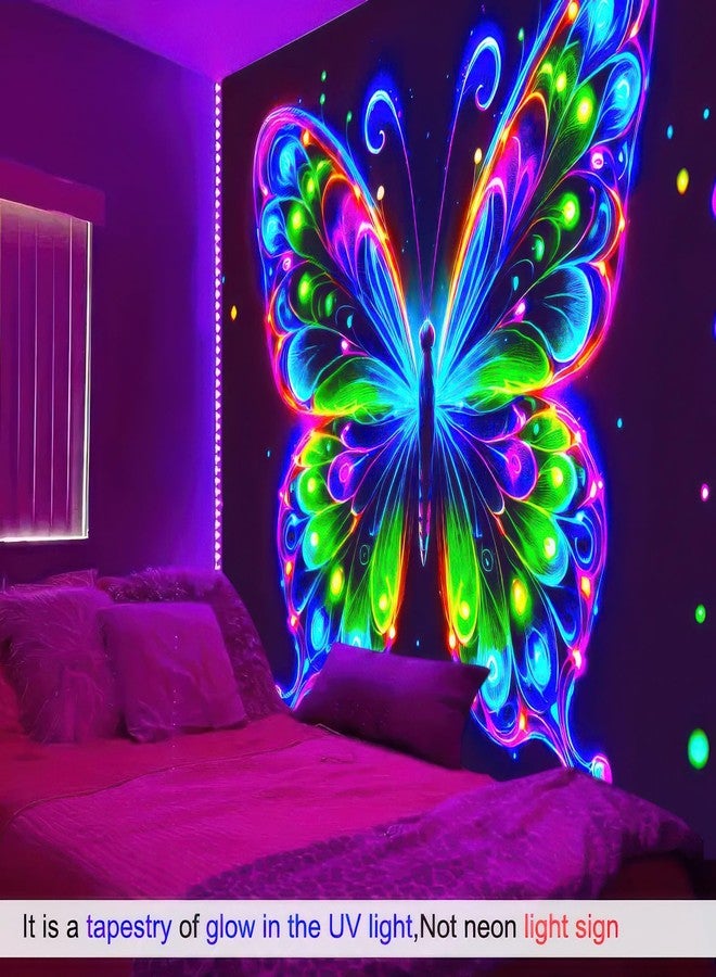 نسيج حائط مضيء من بليس يارد، بتصميم فراشة، مقاس 78 × 59 بوصة، يتوهج في الظلام، مناسب كخلفية معلقة، يتفاعل مع الأشعة فوق البنفسجية، مثالي لتزيين جدران غرف النوم والمعيشة والحفلات. - Image 3