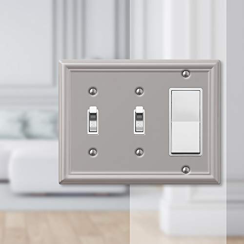 Amerelle 149TTRBN Chelsea Steel Double Toggle/Single Rocker-GFCI Wallplate, Brushed Nickel - Image 3