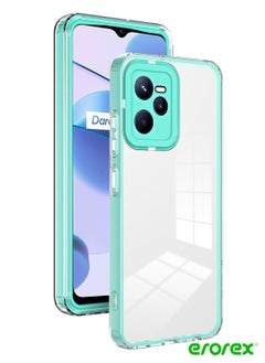 erorex Case For (Realme C35) 3 in 1 Clear TPU Color PC Frame Phone Case Light Green  - Image 1