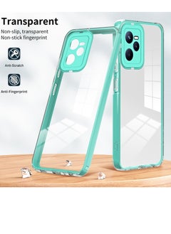 erorex Case For (Realme C35) 3 in 1 Clear TPU Color PC Frame Phone Case Light Green  - Image 2