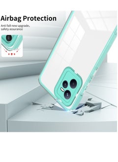 erorex Case For (Realme C35) 3 in 1 Clear TPU Color PC Frame Phone Case Light Green  - Image 4