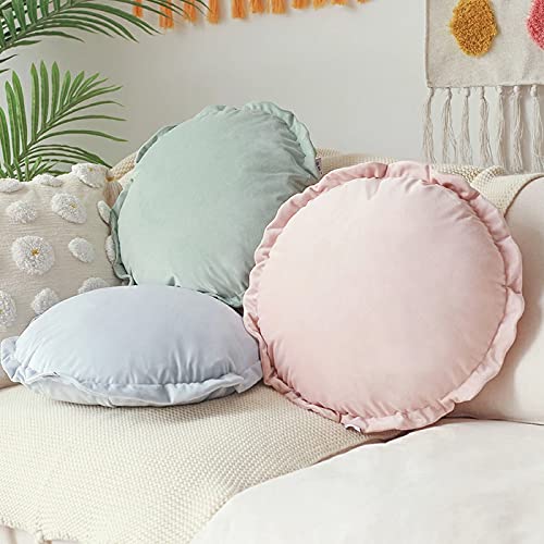 Peach Cuddle Round Couch Throw Cushion Pillow for Living Room Décor (Pack of 1, 43x43 cm, Blue) Couch Cushions, Bedroom décor, kidsroom décor, Patio Cushion, Floor Cushion - Image 3