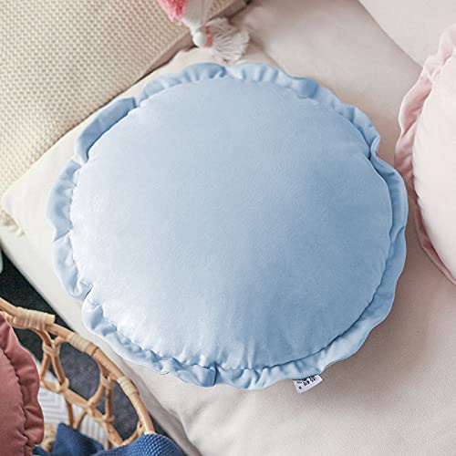Peach Cuddle Round Couch Throw Cushion Pillow for Living Room Décor (Pack of 1, 43x43 cm, Blue) Couch Cushions, Bedroom décor, kidsroom décor, Patio Cushion, Floor Cushion - Image 1