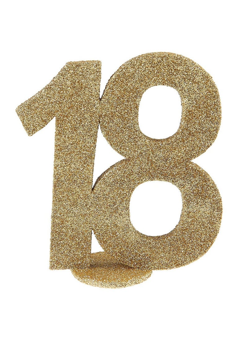 زينة عيد ميلاد لامعة ذهبية 10×9 سم لعمر 18 عامًا