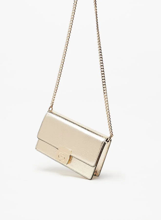 سيليست Women's Textured Crossbody Bag with Chainlink Strap