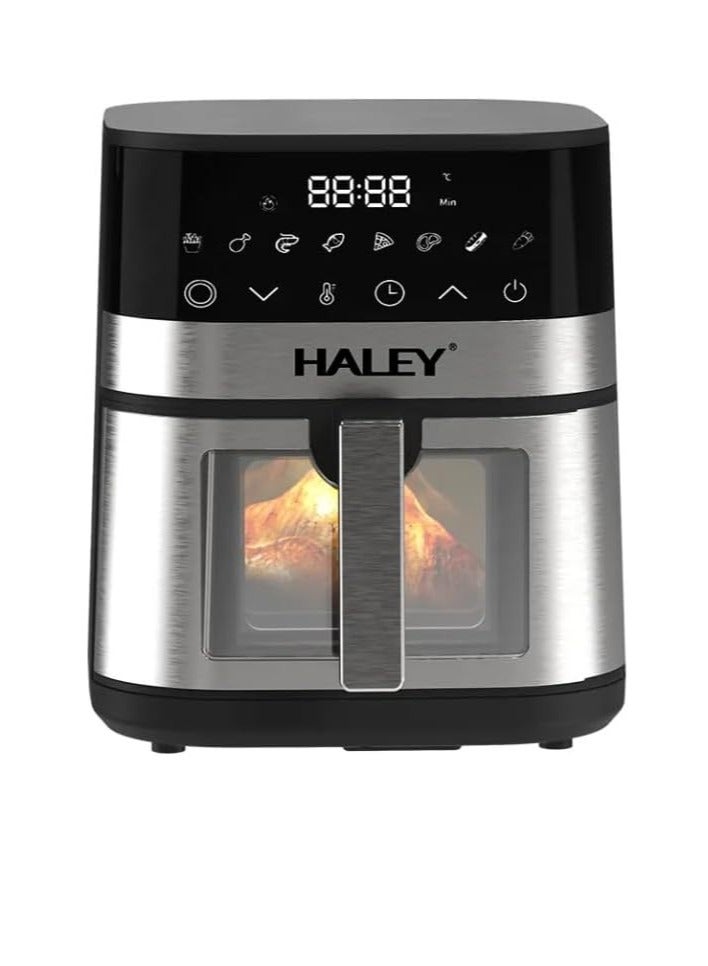 Haley مقلاة هوائية Wtrtr HALEY سعة 7 لتر مع نافذة، فرن مقلاة هوائية من الفولاذ المقاوم للصدأ بقوة 2000 وات، شاشة لمس LED بدون زيت، خالية من مادة PTFE، آمنة في غسالة الأطباق، ضمان لمدة عامين (7 لتر)  - Image 1