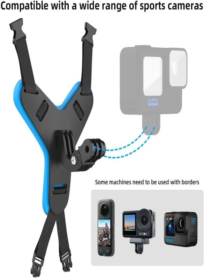 يوجام حامل تثبيت لخوذة الدراجة النارية، حامل تثبيت لكاميرا الحركة، متوافق مع GoPro Insta360 AKASO، أسود وأزرق - Image 4