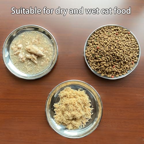RMNHPTK Cat Food Plate - Stainless Steel Bowls Dishes Relief Whisker Fatigue Cat Plates Shallow Bowl with Non-Slip Mats for Wet Food (6.7 Inch) - Image 3