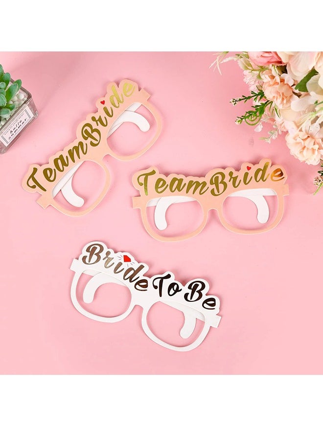 ShebSheb 10 PCS Party Glasses Team Bride and Bride to be Glasses Rose Gold Paper Glasses Hens Do Night Bridal Party Game Props Eyewear Decoration Bridal Shower Bachelorette Party  - Image 4