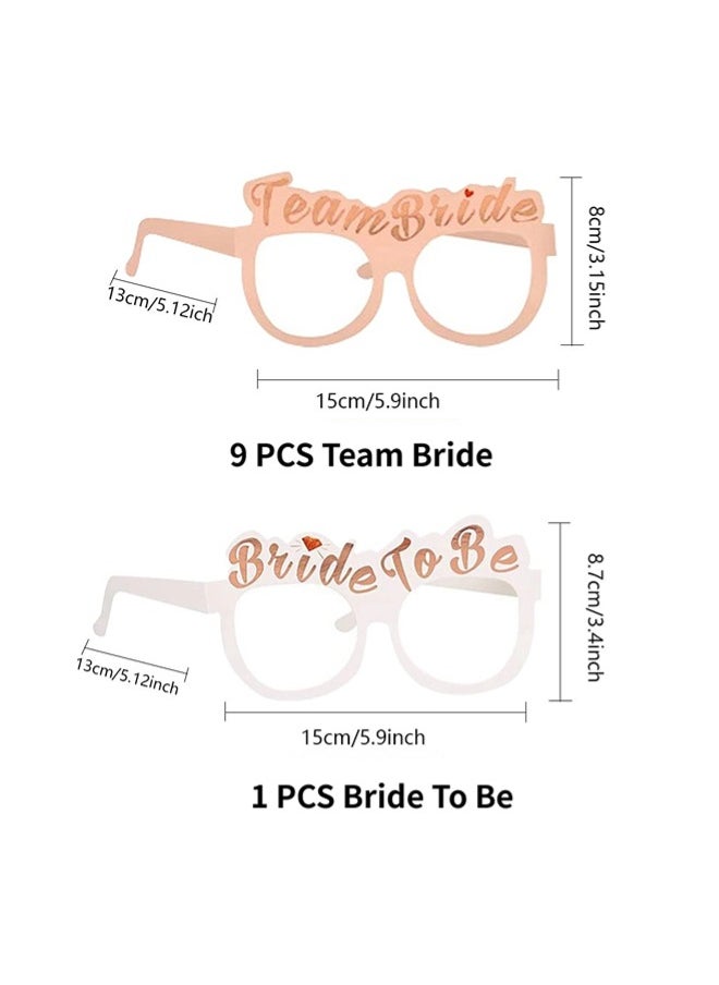 ShebSheb 10 PCS Party Glasses Team Bride and Bride to be Glasses Rose Gold Paper Glasses Hens Do Night Bridal Party Game Props Eyewear Decoration Bridal Shower Bachelorette Party  - Image 2
