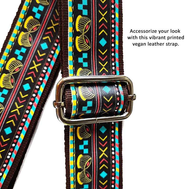 Funk For Hire Multicolor Printed Wide Broad Adjustable Replacement Sling Strap Shoulder Strap Crossbody Strap Handbag Strap - Image 4