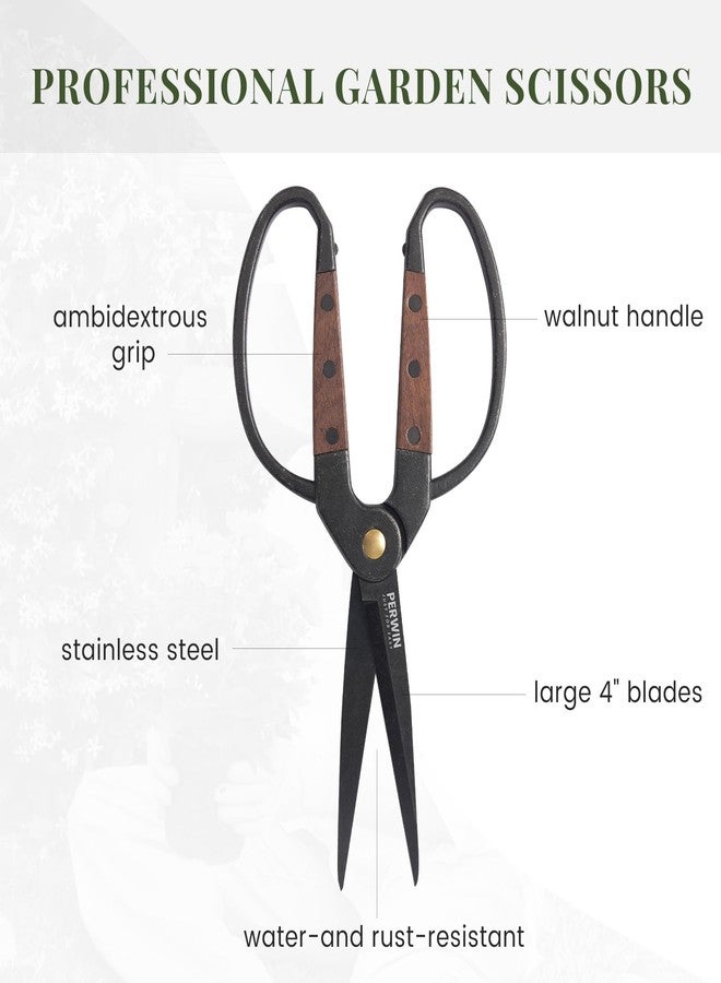 PERWIN Garden Flower Bonsai Scissors,Walnut Wide Handles Pruning Gardening Scissors Floral Shears for Gardening,Succulent Harvest, and Precision Plant Trimming Care - Image 4