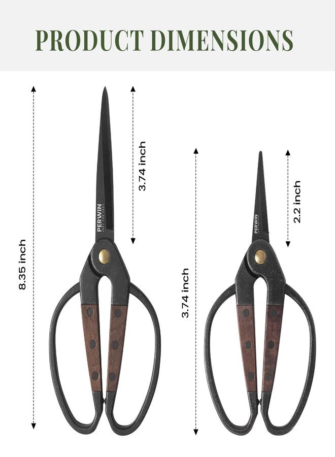 PERWIN Garden Flower Bonsai Scissors,Walnut Wide Handles Pruning Gardening Scissors Floral Shears for Gardening,Succulent Harvest, and Precision Plant Trimming Care - Image 2