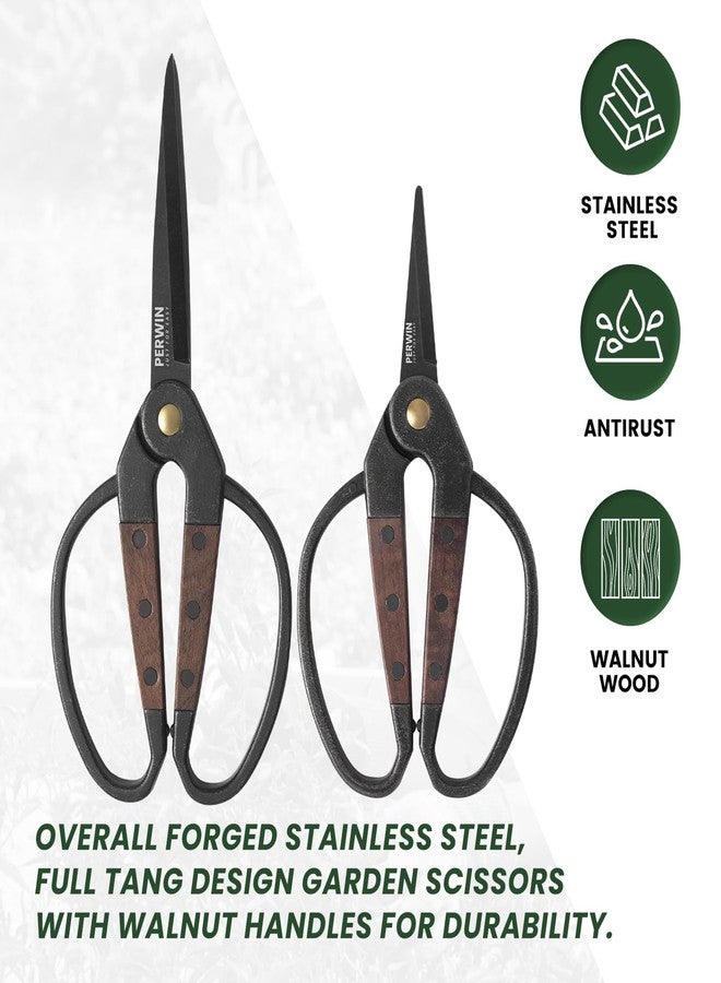 PERWIN Garden Flower Bonsai Scissors,Walnut Wide Handles Pruning Gardening Scissors Floral Shears for Gardening,Succulent Harvest, and Precision Plant Trimming Care - Image 5