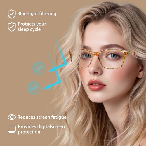 CLASAGA Progressive Multifocus Reading Glasses for Women, Pattern Print Blue Light Block Stylish Ladies Computer Readers(3 Mix Color, 2.5, x) - Image 5