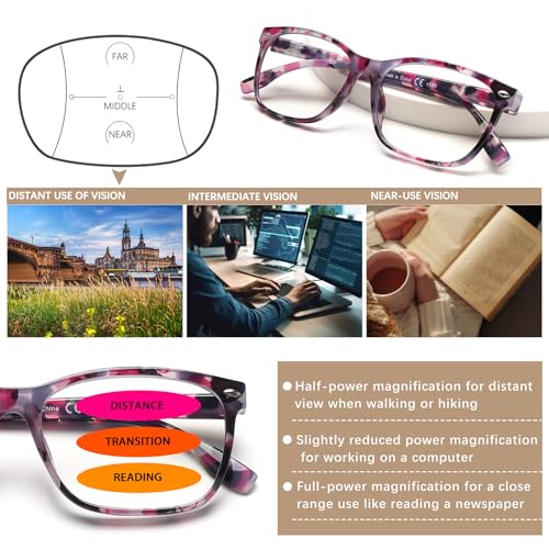 CLASAGA Progressive Multifocus Reading Glasses for Women, Pattern Print Blue Light Block Stylish Ladies Computer Readers(3 Mix Color, 2.5, x) - Image 4